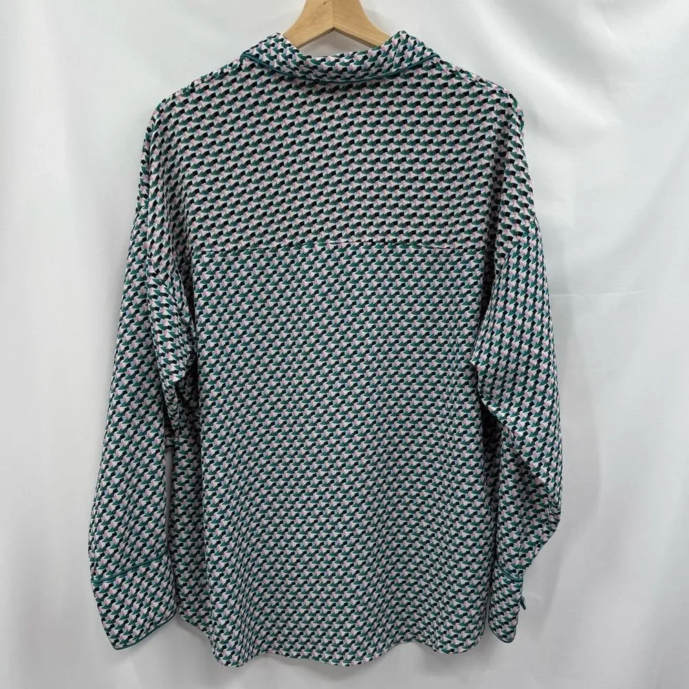 Molly Bracken Geometric Abstract Print Button Down Blouse in Multi | Medium
